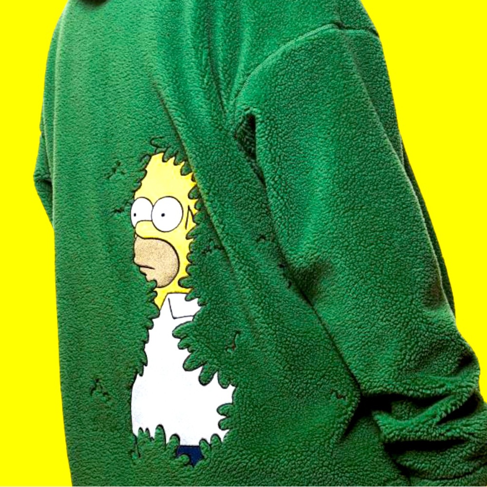 H&M Men’s Oversized Fit Teddy Jacket THE SIMPSONS Green Grass HOMER SIMPSON NEW
